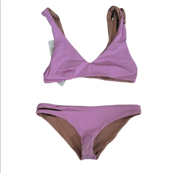 NWT L*SPACE One Wave Bikini Top Breakers Bottoms Reversible Bikini L/XL - Picture 7 of 8